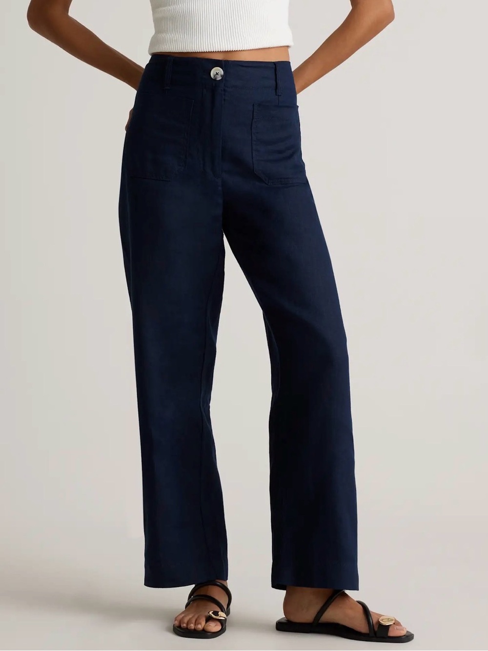 QUINCE! 100% European Linen Patch Pocket Wide Leg Pants